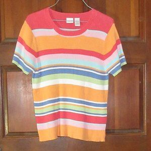 CHEROKEE Striped Cotton Top Large